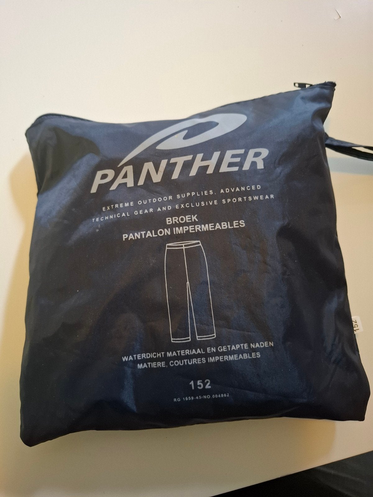 Panther Regenbroek - Maat 152 - Donkerblauw, Ophalen of Verzenden, Zo goed als nieuw, Overige maten, Zwart
