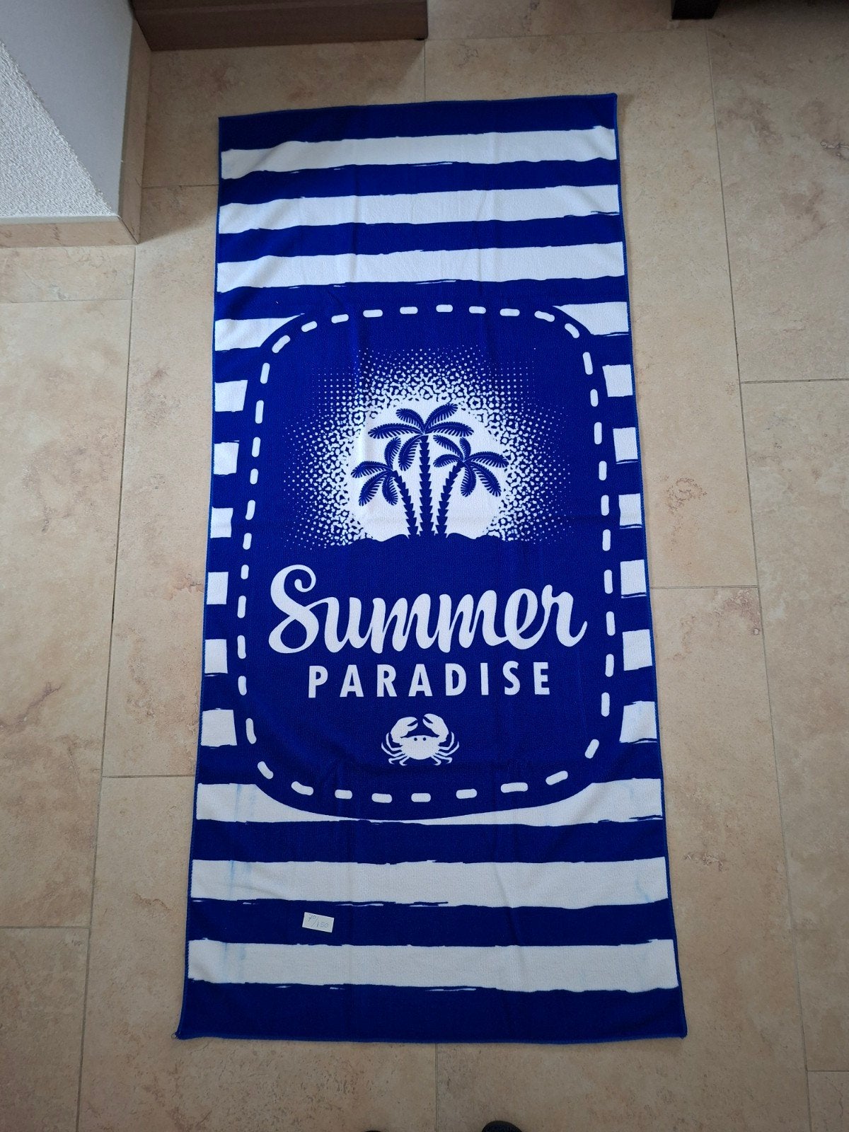 Nieuw in folie: Zomerse strandhanddoek met palmboomprint, Overige typen, Blauw, Nieuw, Ophalen of Verzenden