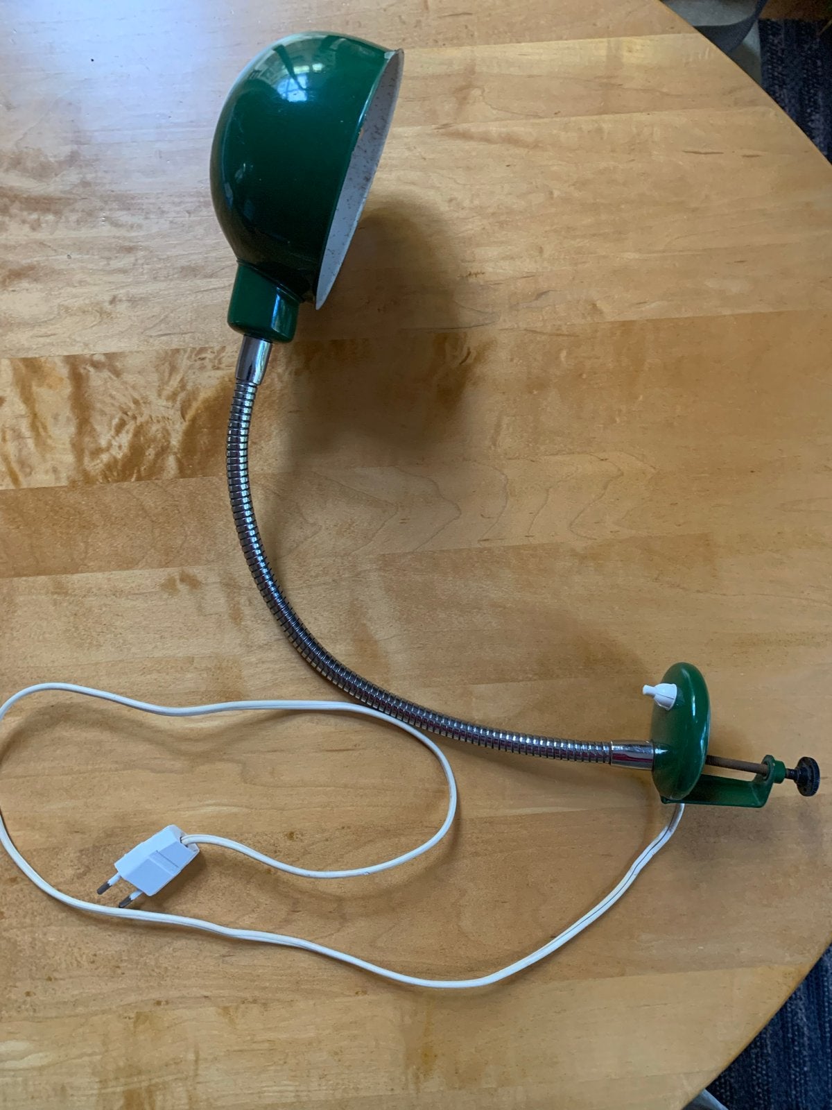 Vintage groene klemlamp met flexibele arm, Huis en Inrichting, Overige merken, Gebruikt, Groen, Vintage