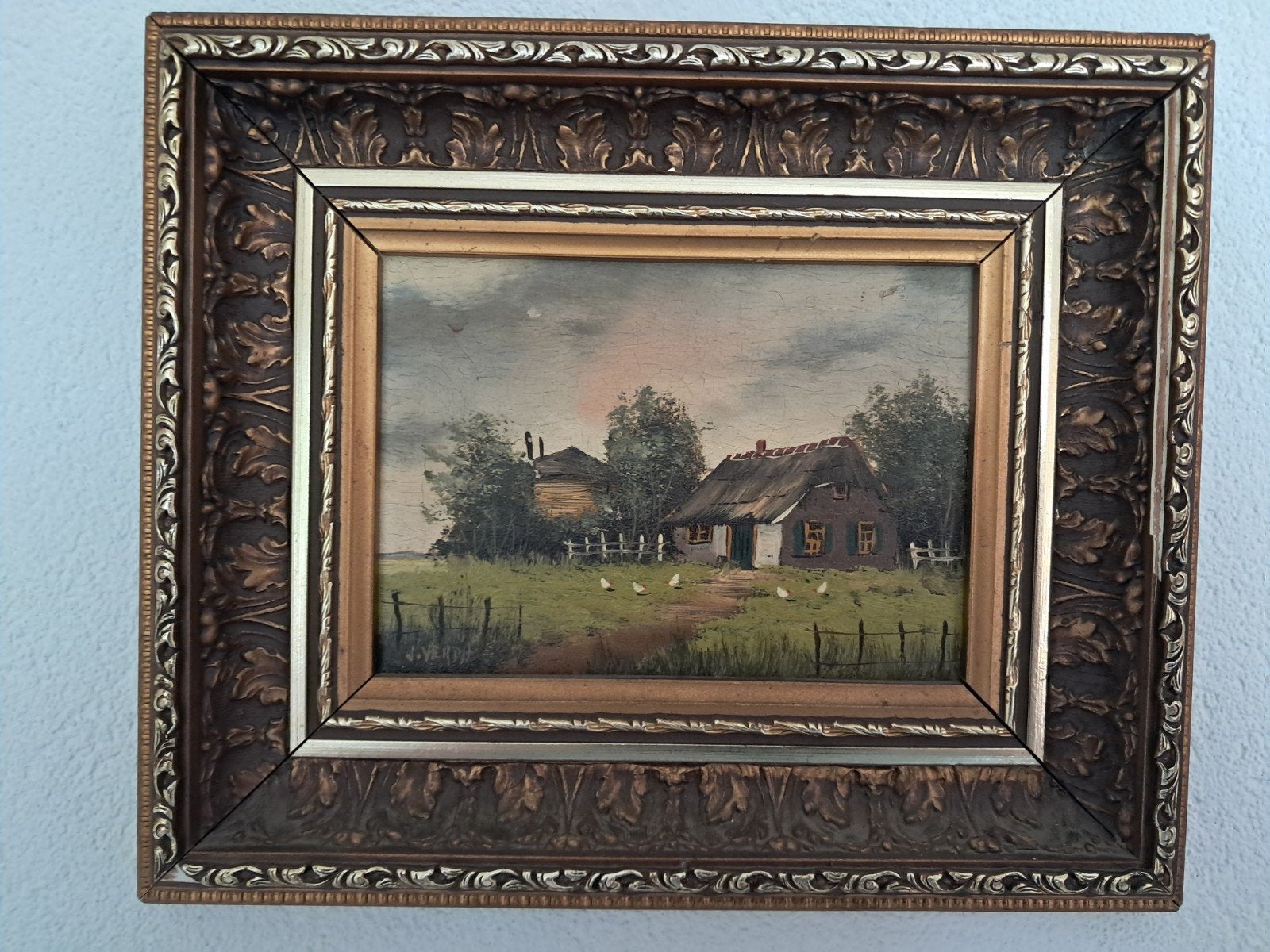 J.Verda.    Schilderij in mooie lijst. Belgische schilder., Ophalen of Verzenden
