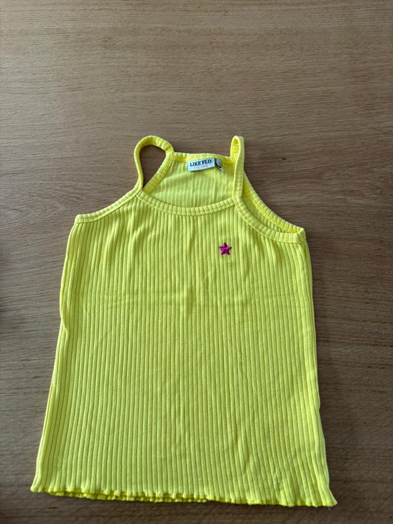 Geel hemdje van like flo, maat 128, Ophalen of Verzenden, Zo goed als nieuw, Meisje, Shirt of Longsleeve