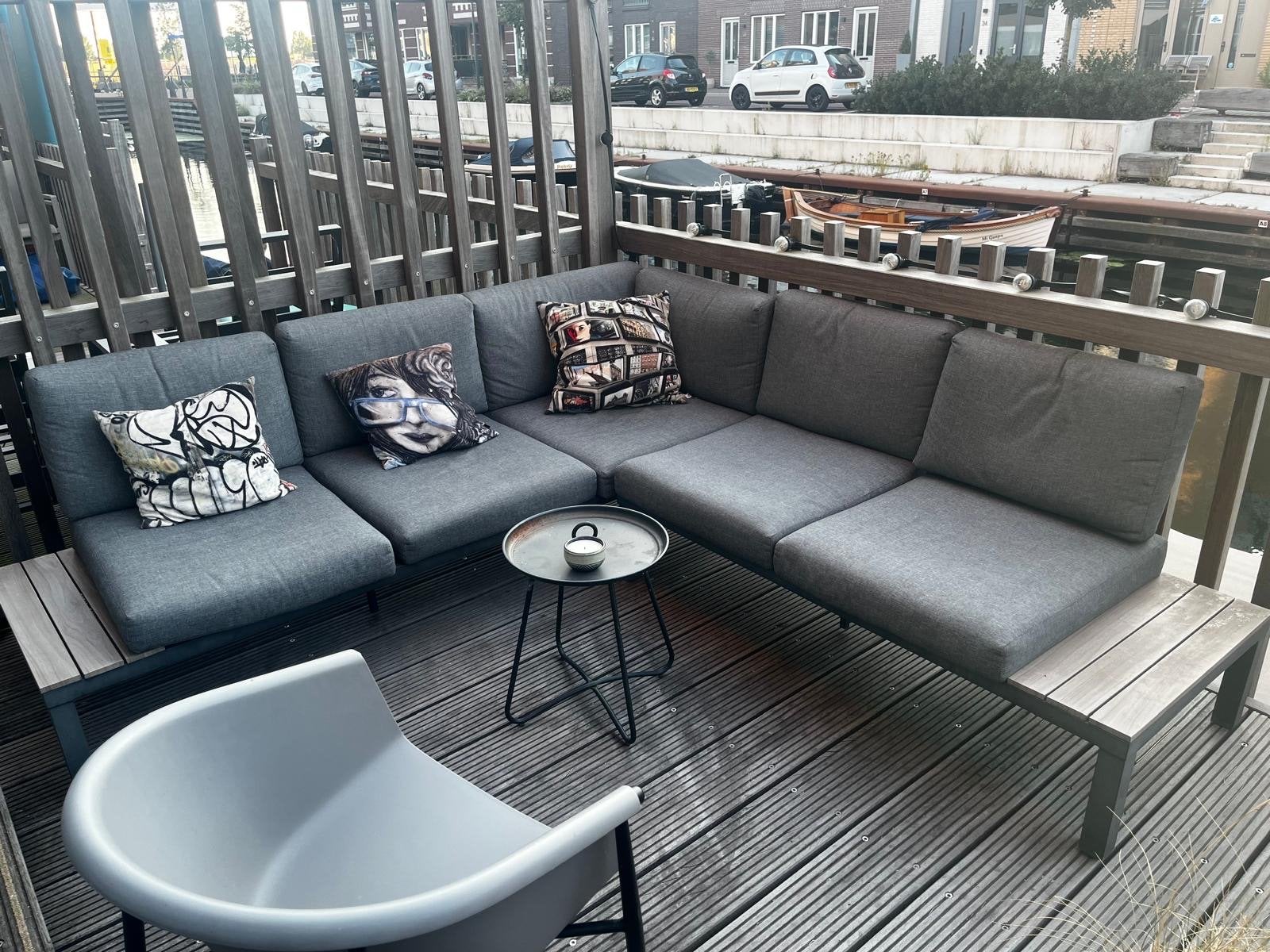 Moderne grijze loungeset voor buiten, Tuin en Terras, Tuinsets en Loungesets, Ophalen, Gebruikt, Loungeset, Bank