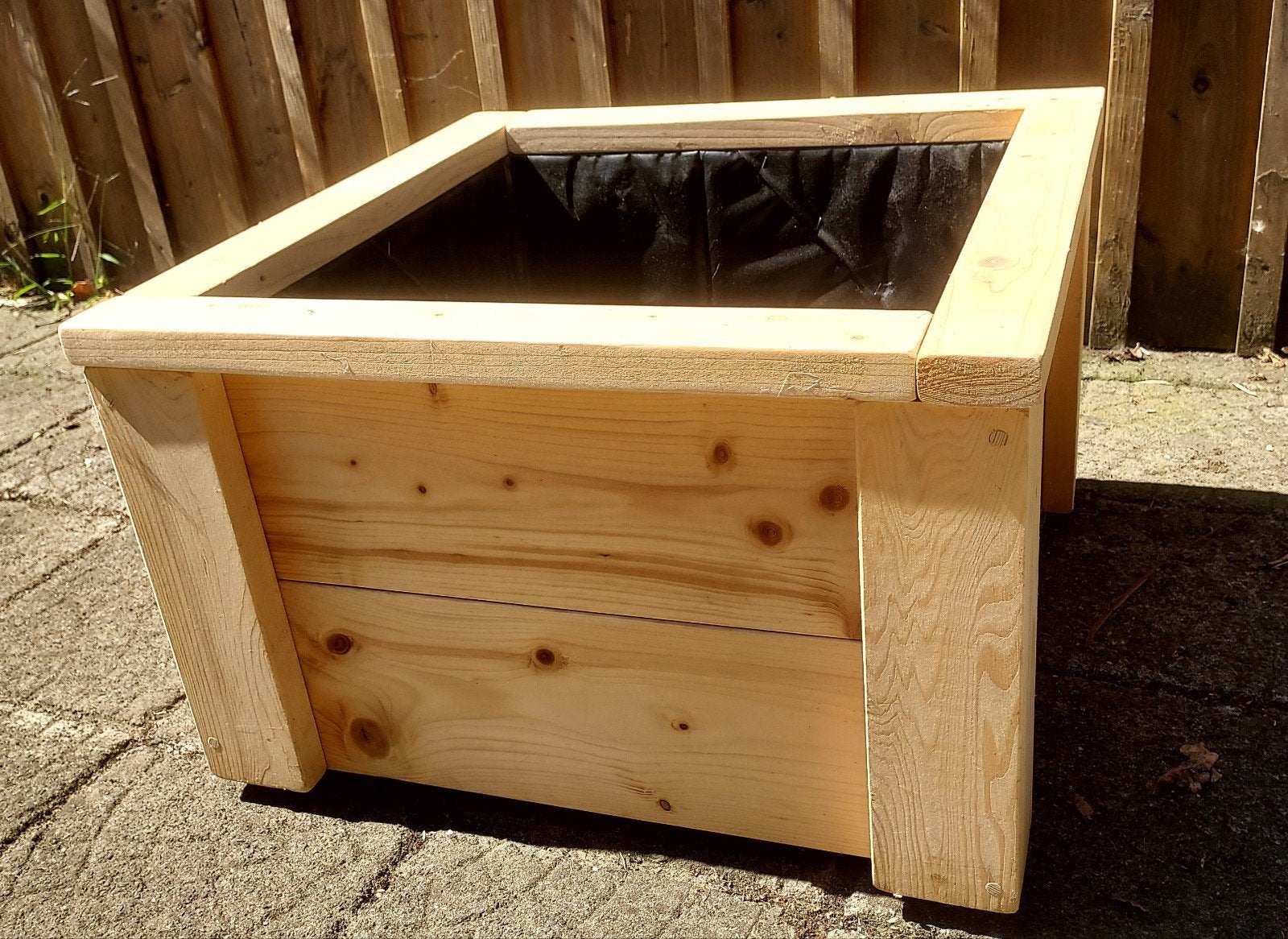 Stevige plantenbak van onbehandeld steigerhout, Tuin en Terras, Bloembakken en Plantenbakken, Vierkant, Ophalen of Verzenden, Zo goed als nieuw
