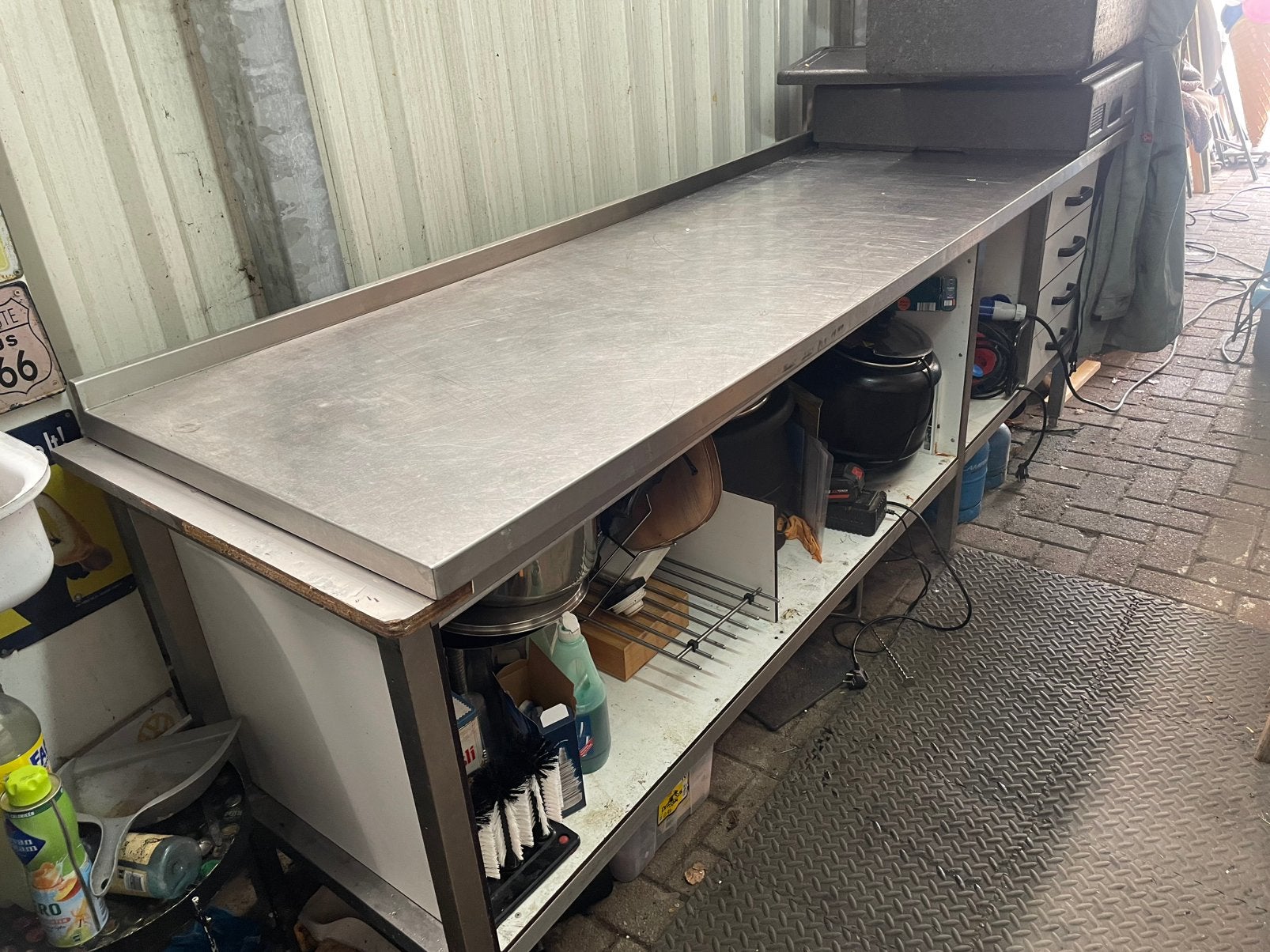 3 meter professionele RVS werk tafel, Ophalen, Gebruikt, 75 cm of meer, 100 tot 150 cm