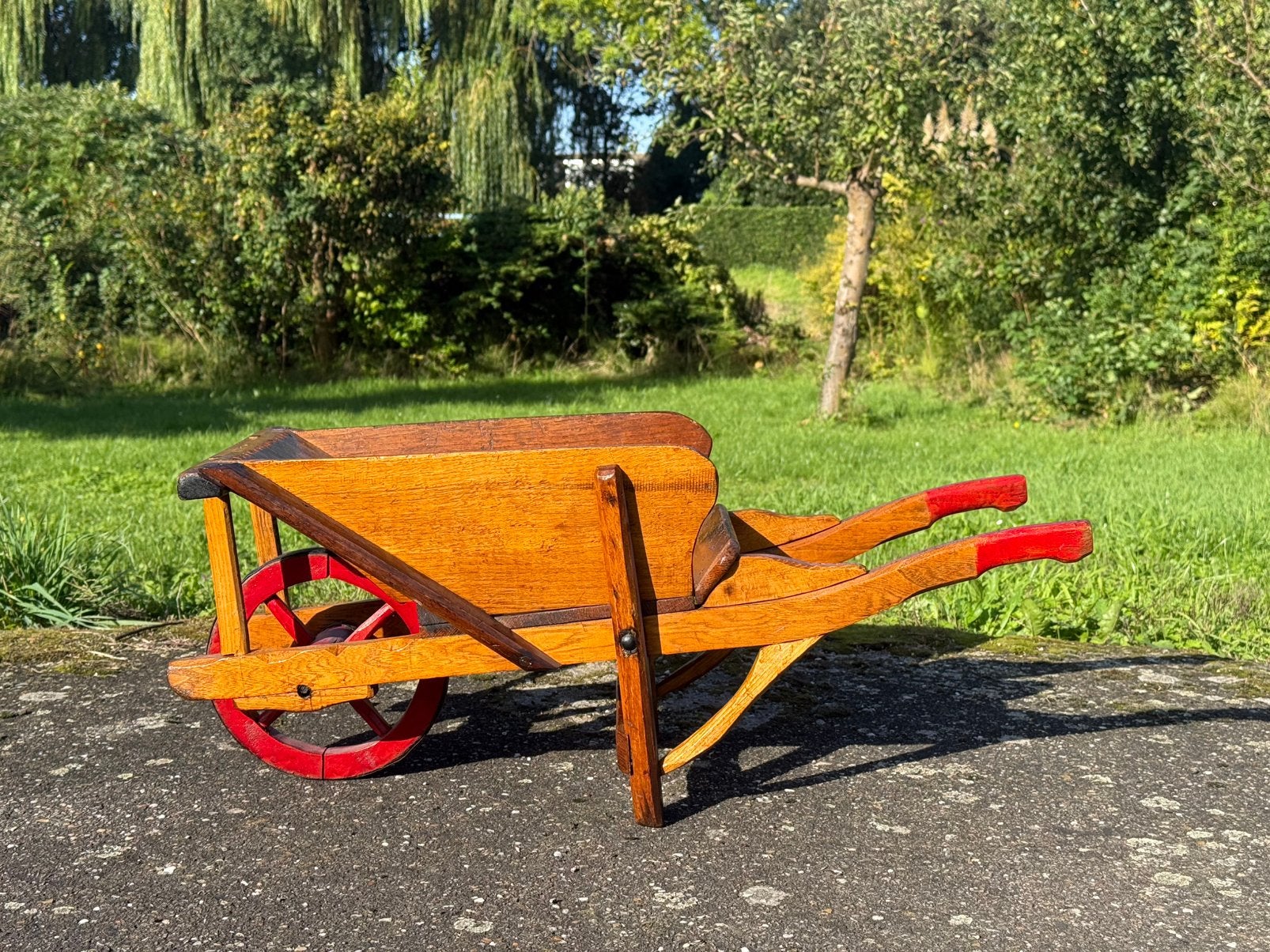 Kinder kruiwagen antiek vintage handgemaakt houten speelgoed, Ophalen