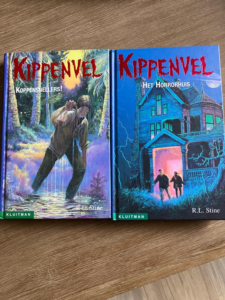 Kippenvel boeken R.L. Stine - Koppensnellers! & Het Horrorhu, Ophalen, Gelezen, Fictie algemeen