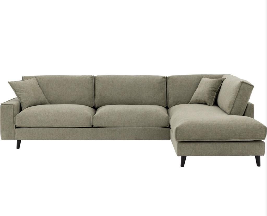 Grote hoekbank groen (Jonas), lichte schroei beschadiging., Ophalen, Gebruikt, 100 tot 125 cm, Hoekbank