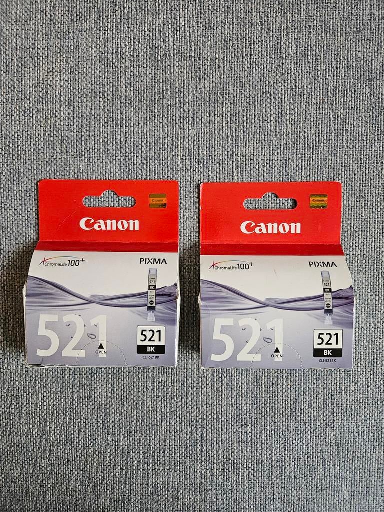 2x Canon Pixma 521 BK inktcartridges - Nieuw in verpakking, Ophalen of Verzenden, Nieuw, Cartridge, Canon