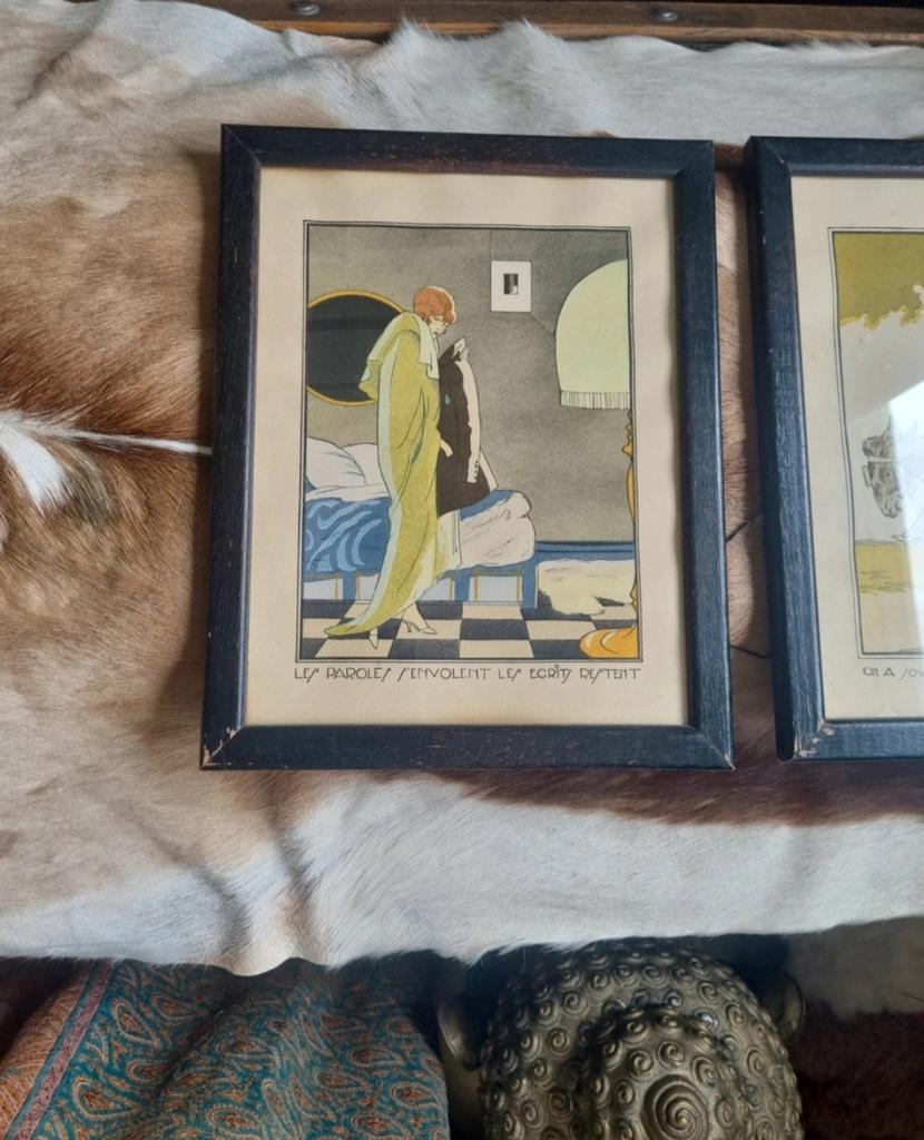 Art deco ingekleurde tekeningen, Antiek en Kunst, Kunst | Schilderijen | Klassiek, Ophalen of Verzenden