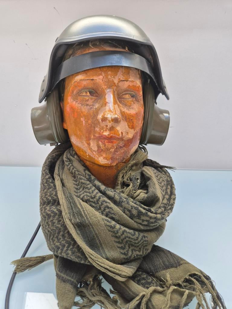 Belgische Racal Acoustics AFV-73 Tankhelm, met opbergtas, Verzamelen, Ophalen of Verzenden, Landmacht, Helm of Baret
