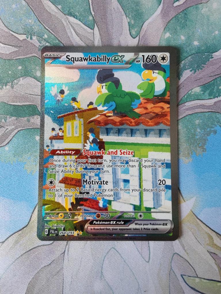 Pokemon paldea evolved squawkabilly ex illustration 264/193, Ophalen of Verzenden, Nieuw, Losse kaart, Foil