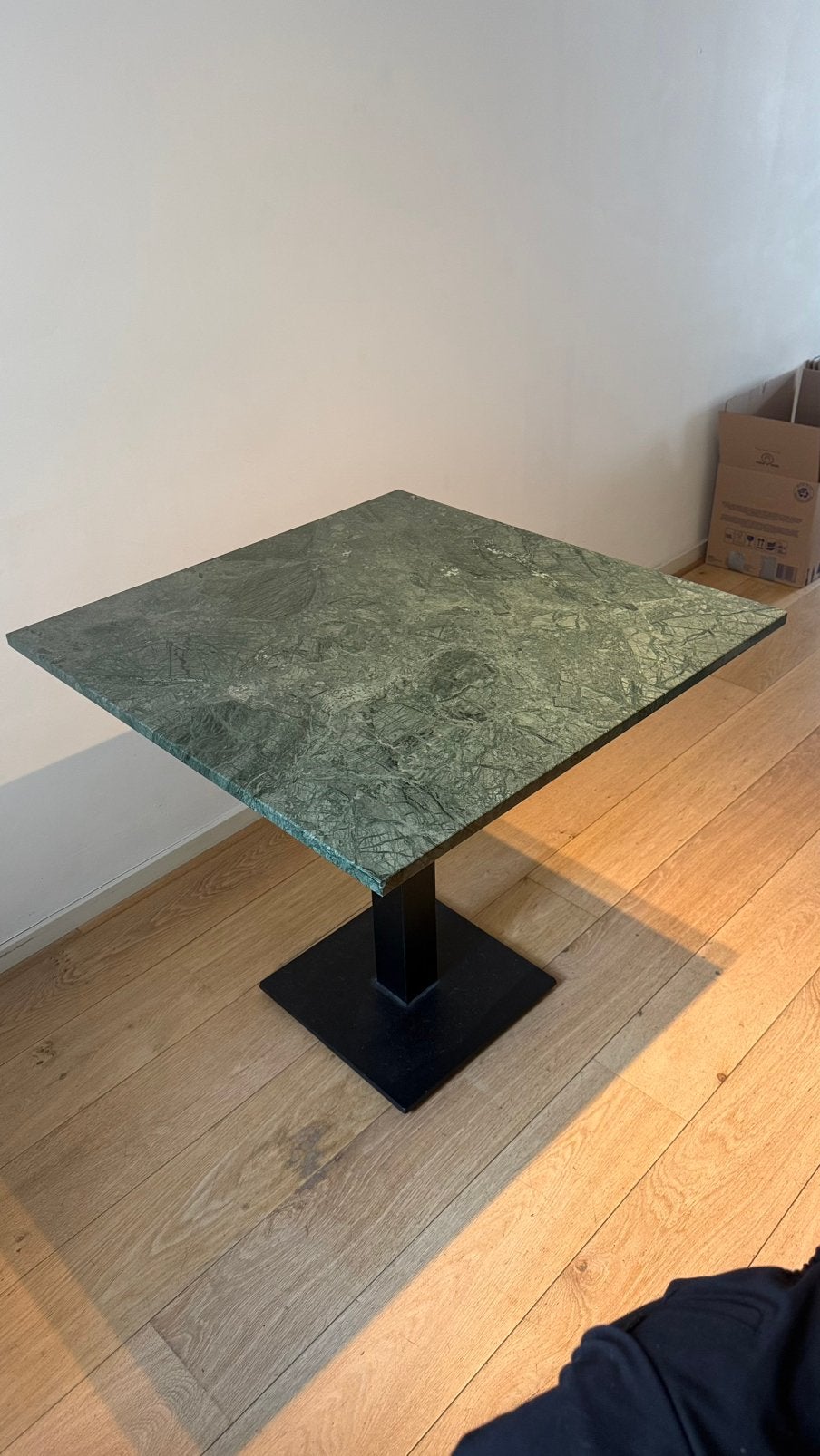 Groene marmeren eettafel 80 x 80 cm, Ophalen, Zo goed als nieuw, Vierkant, 50 tot 100 cm