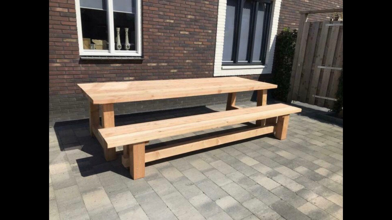 Duurzaam, Robuust, masief douglas tuintafel 8-10 pers, Tuin en Terras, Ophalen, Nieuw, Hout