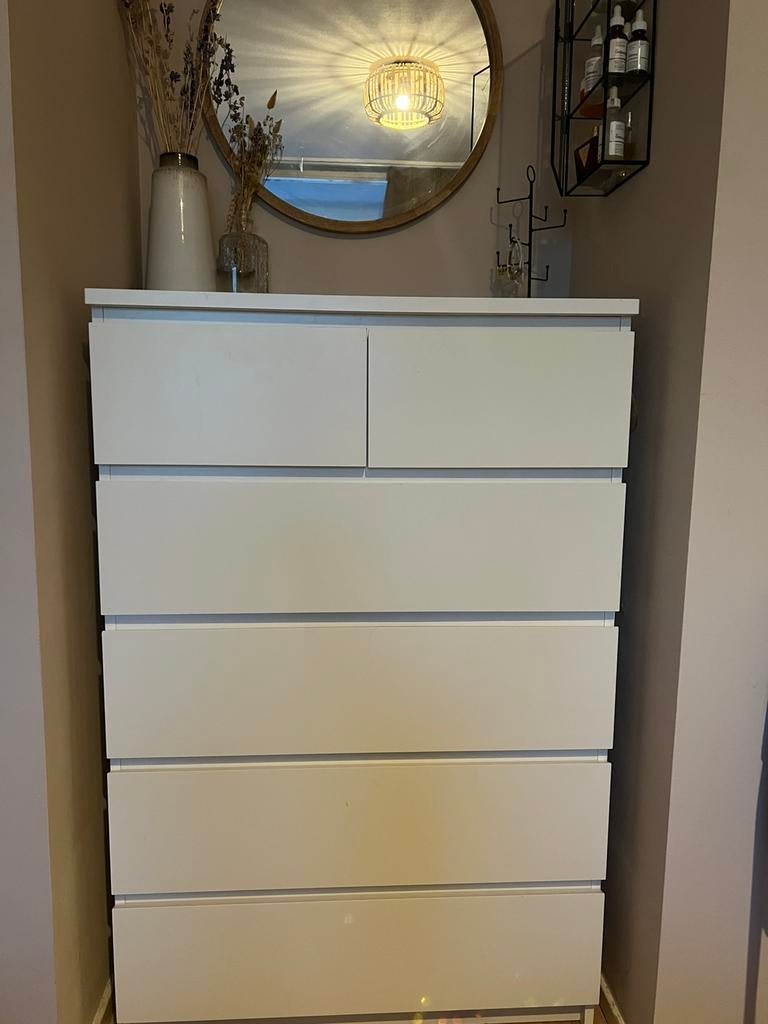 Ikea Malm ladekast 6 lades, Huis en Inrichting, Kasten | Ladekasten, Ophalen, Kunststof, Gebruikt, 5 laden of meer