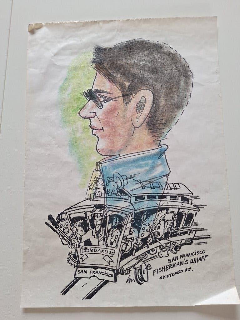 3 Karikatuurtekeningen komen uit San Francisco, Ophalen, Minder dan 50 cm, Zo goed als nieuw, Tekening