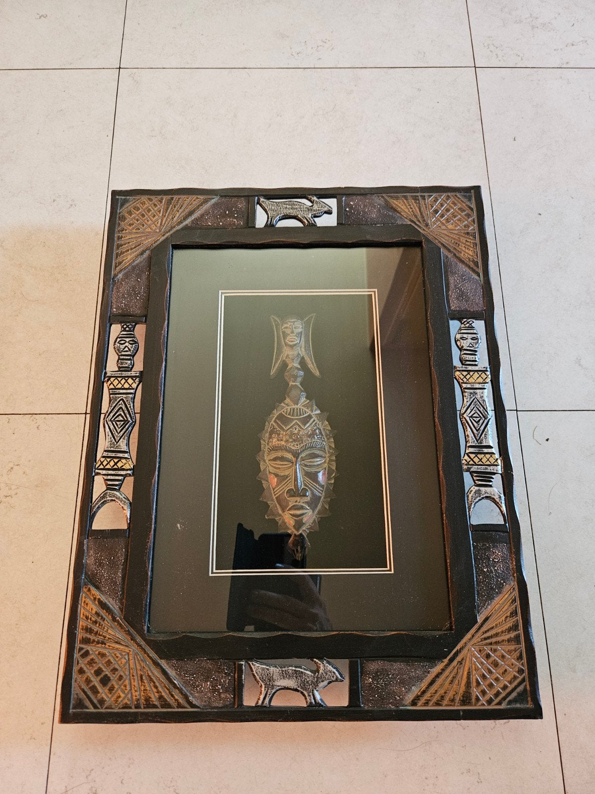 Ingelijst Afrikaans masker - Wanddecoratie, Hout, Afrika, Masker, Ingelijst