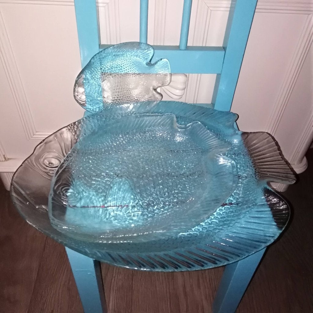 Glazen visschalen 4 stuks, Ophalen, Gebruikt, Overige stijlen, Glas