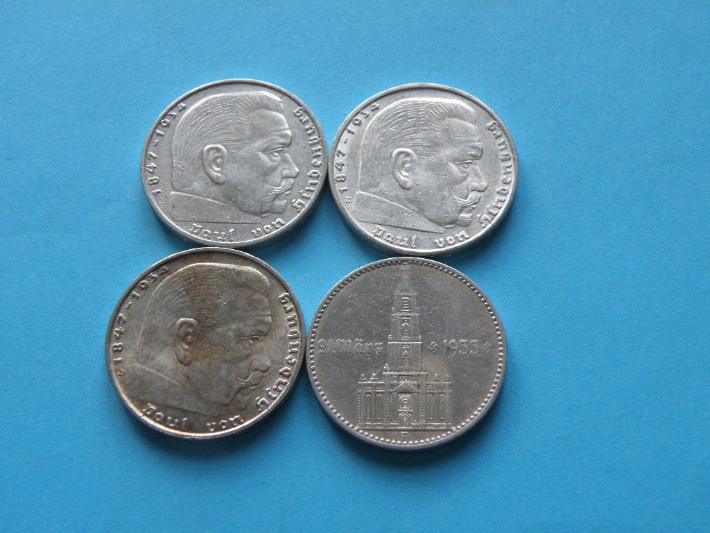 Duitsland 4 x 2 Reichsmark zilver, Verzenden, Duitsland, Setje, Zilver