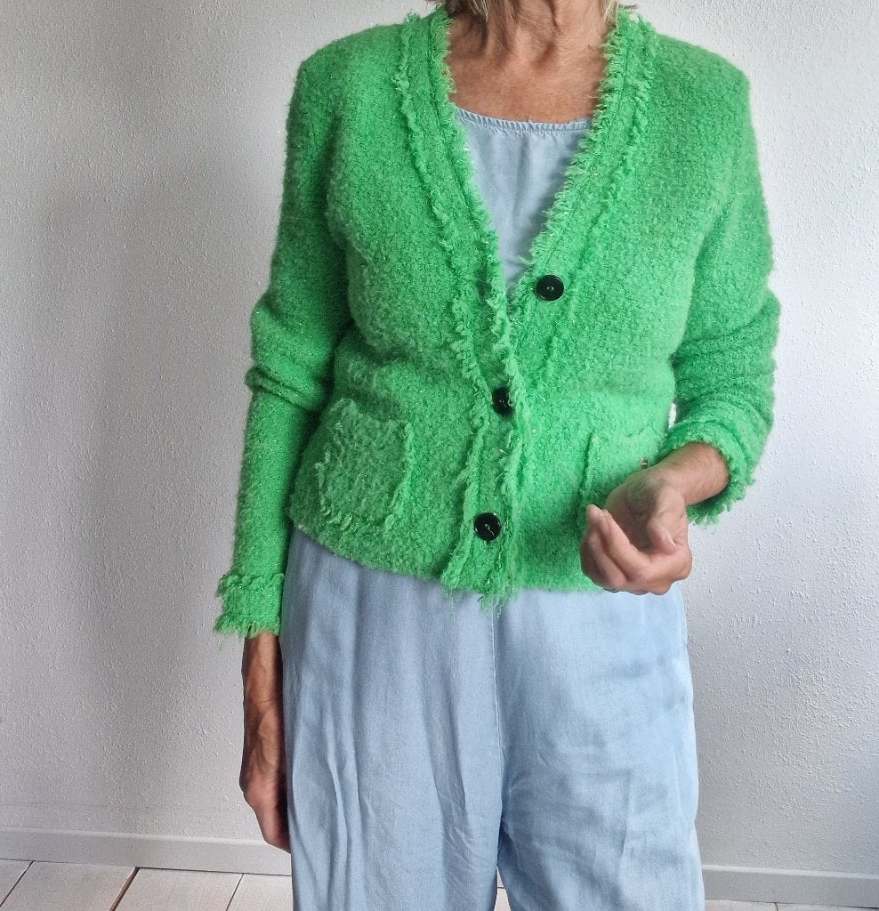 Marc Cain cardigan. N4, Appeltjesgroen, Maat 38/40 (M), Marc Cain, Nijmegen, Verhip-vintage.nl