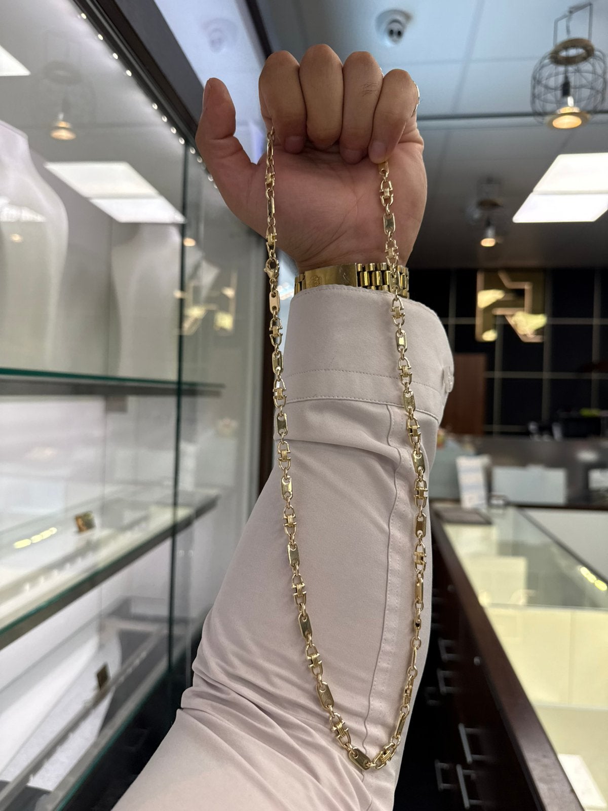 Prachtige 14k gouden massieve monte carlo ketting 70 cm 55gr, Sieraden, Tassen en Uiterlijk, Ophalen of Verzenden, Zo goed als nieuw