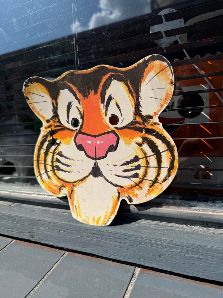 Vintage Esso Tijger Masker - Jaren '60 Reclame, Reclamebord, Gebruikt, ., Ophalen of Verzenden