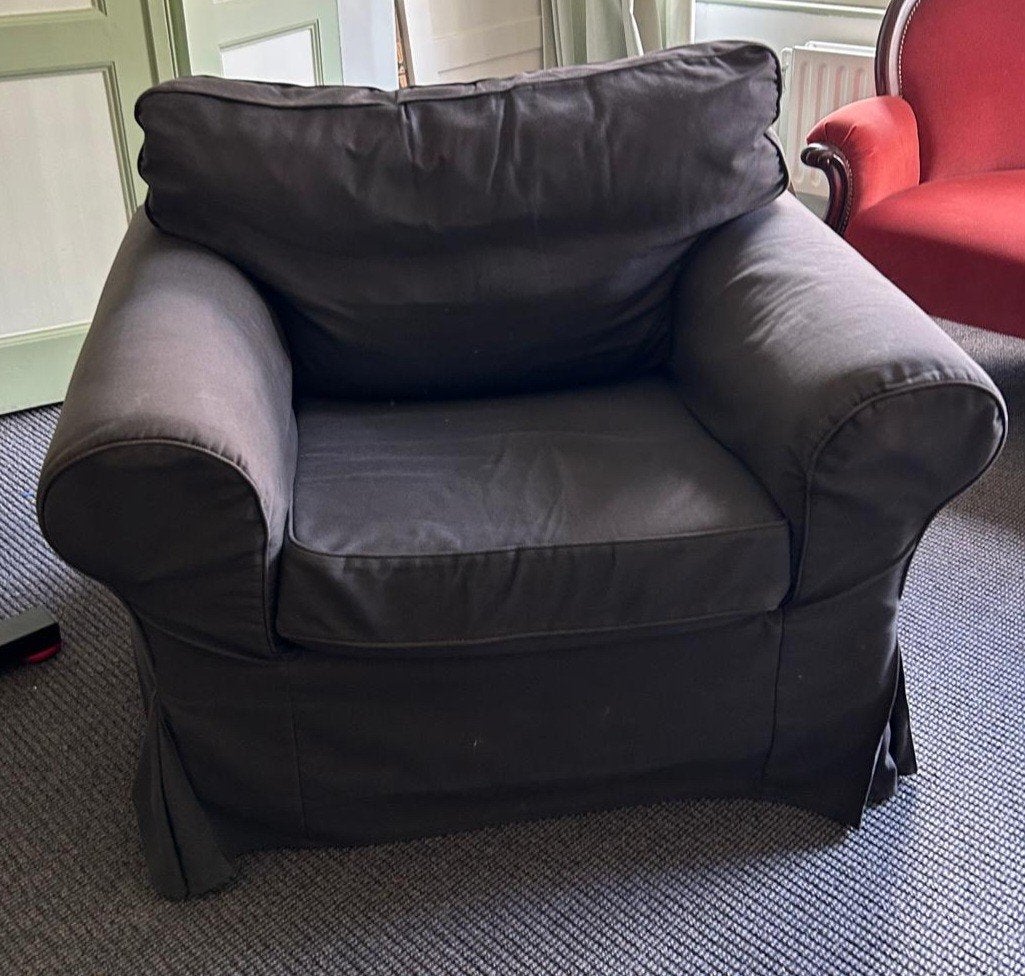 IKEA Ektorp stoel zwart, Huis en Inrichting, Fauteuils, Ophalen, Gebruikt, Klassiek, Comfortabel, 75 tot 100 cm