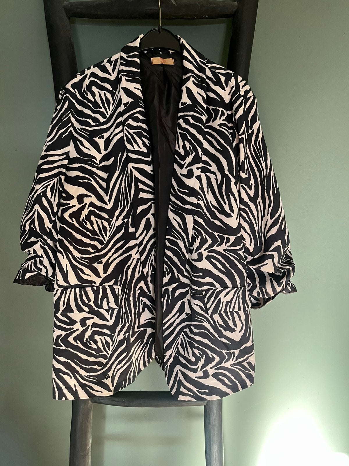 Zebra blazer 44-46 jasje blazers colbert zwart creme, Verzenden, Zwart, Maat 46/48 (XL) of groter, Zo goed als nieuw