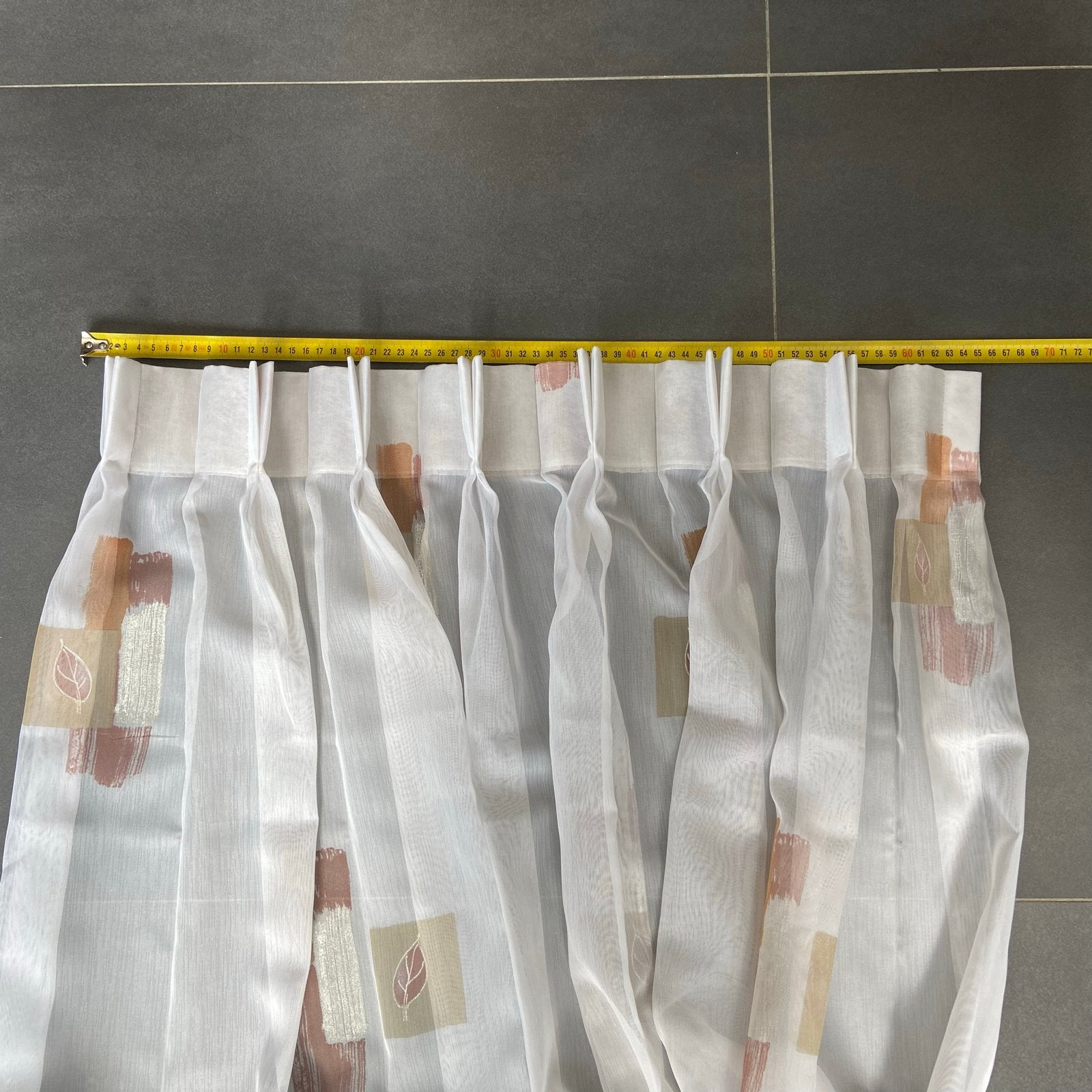 3 glasgordijnen met rails en haakjes - 65x150cm, Ophalen, Gebruikt, Wit, Polyester