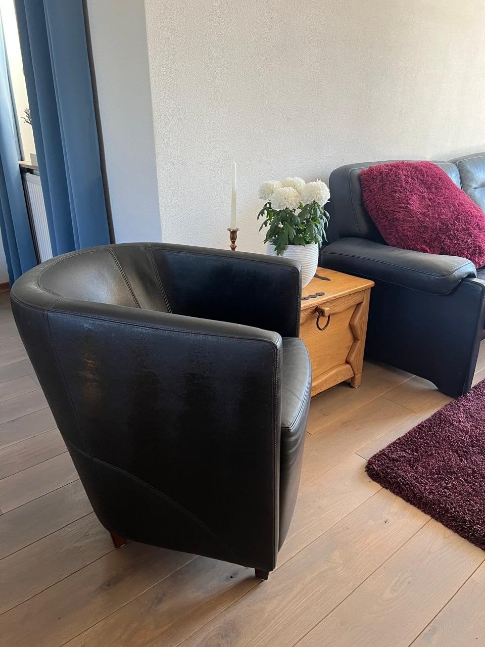 Leren fauteuil - Zwart, Huis en Inrichting, Ophalen, Modern, Comfortabel, Gebruikt, 75 tot 100 cm