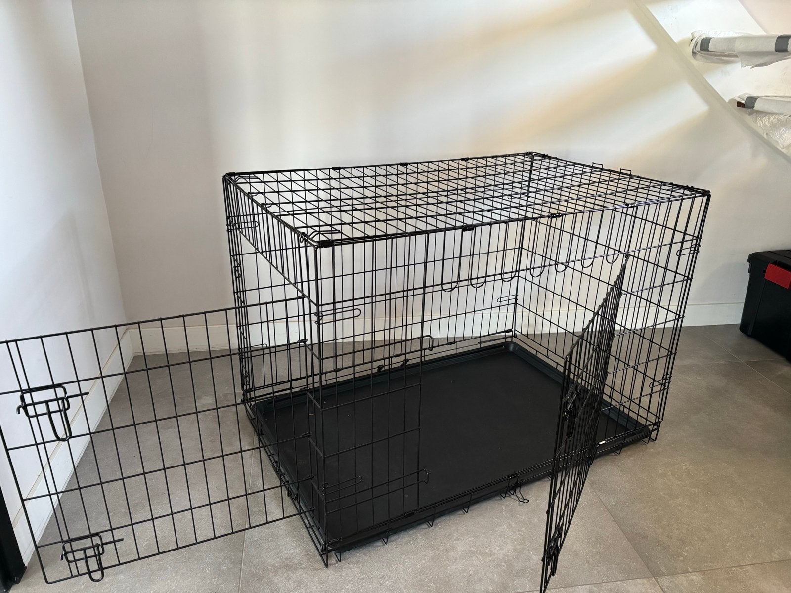 Hondenbench, zwart, 107x70x78cm (LxBxH), Dieren en Toebehoren, Ophalen, Zo goed als nieuw