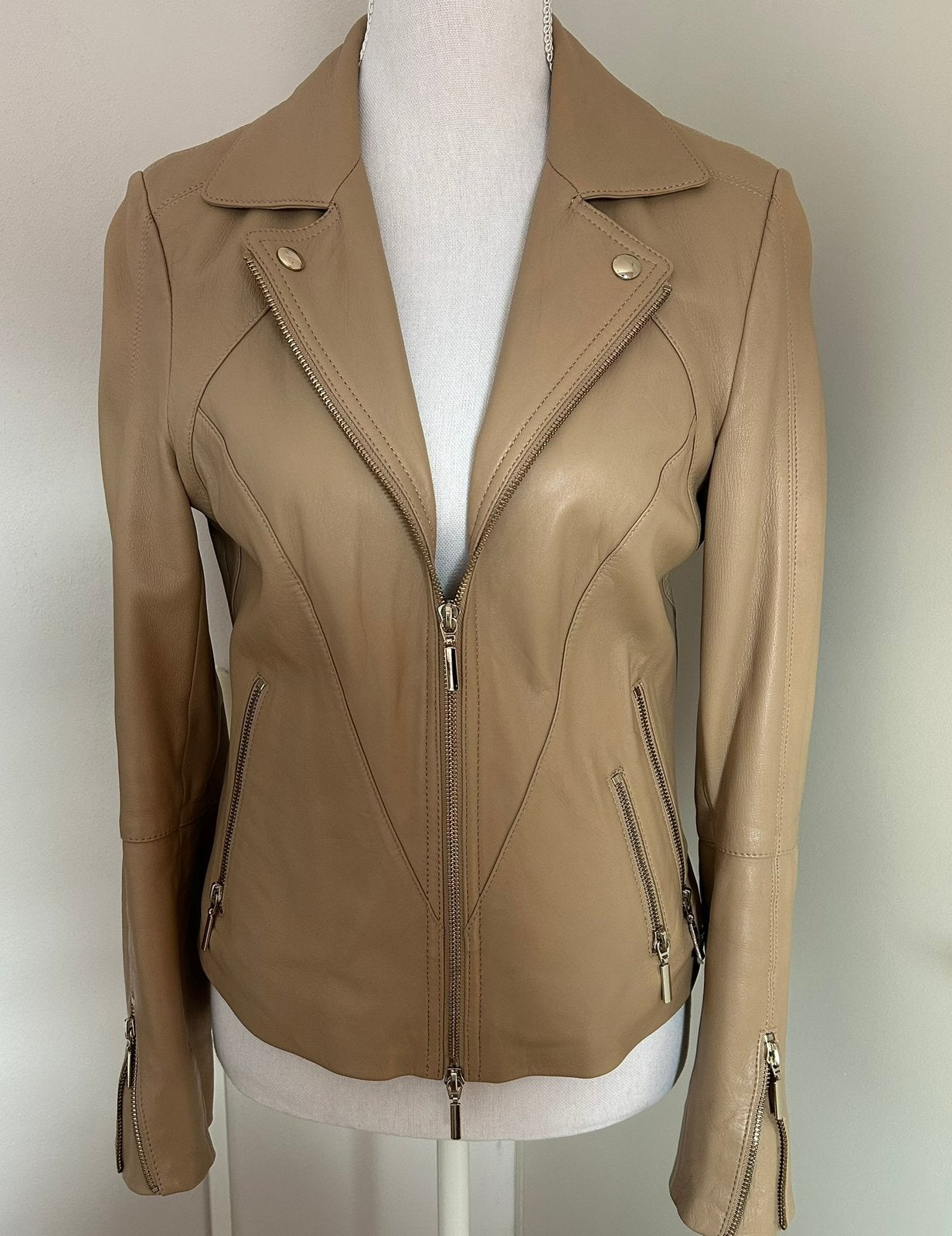 Leren jasje Arma - biker jacket, Maat 38/40 (M), Verzenden, Beige, Zo goed als nieuw