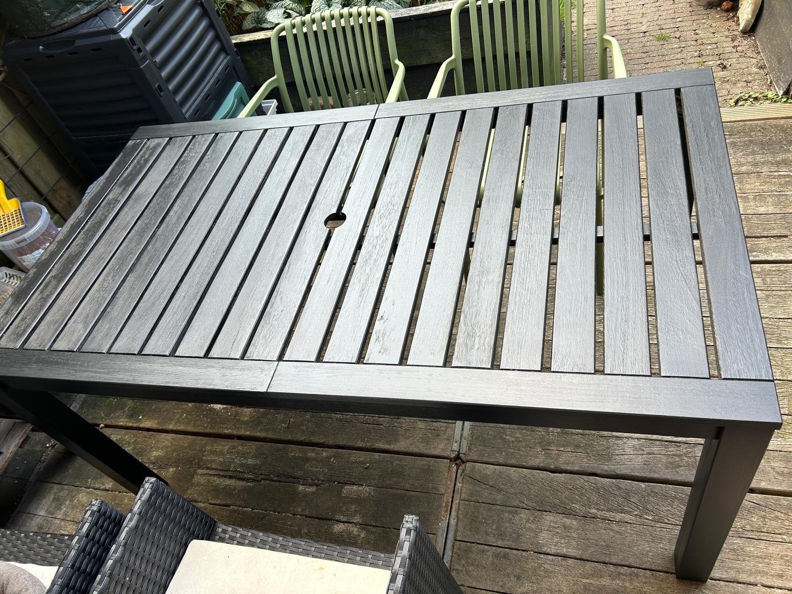 Zwarte tuintafel - 160x90cm, Ophalen of Verzenden, Gebruikt, Rechthoekig, Metaal