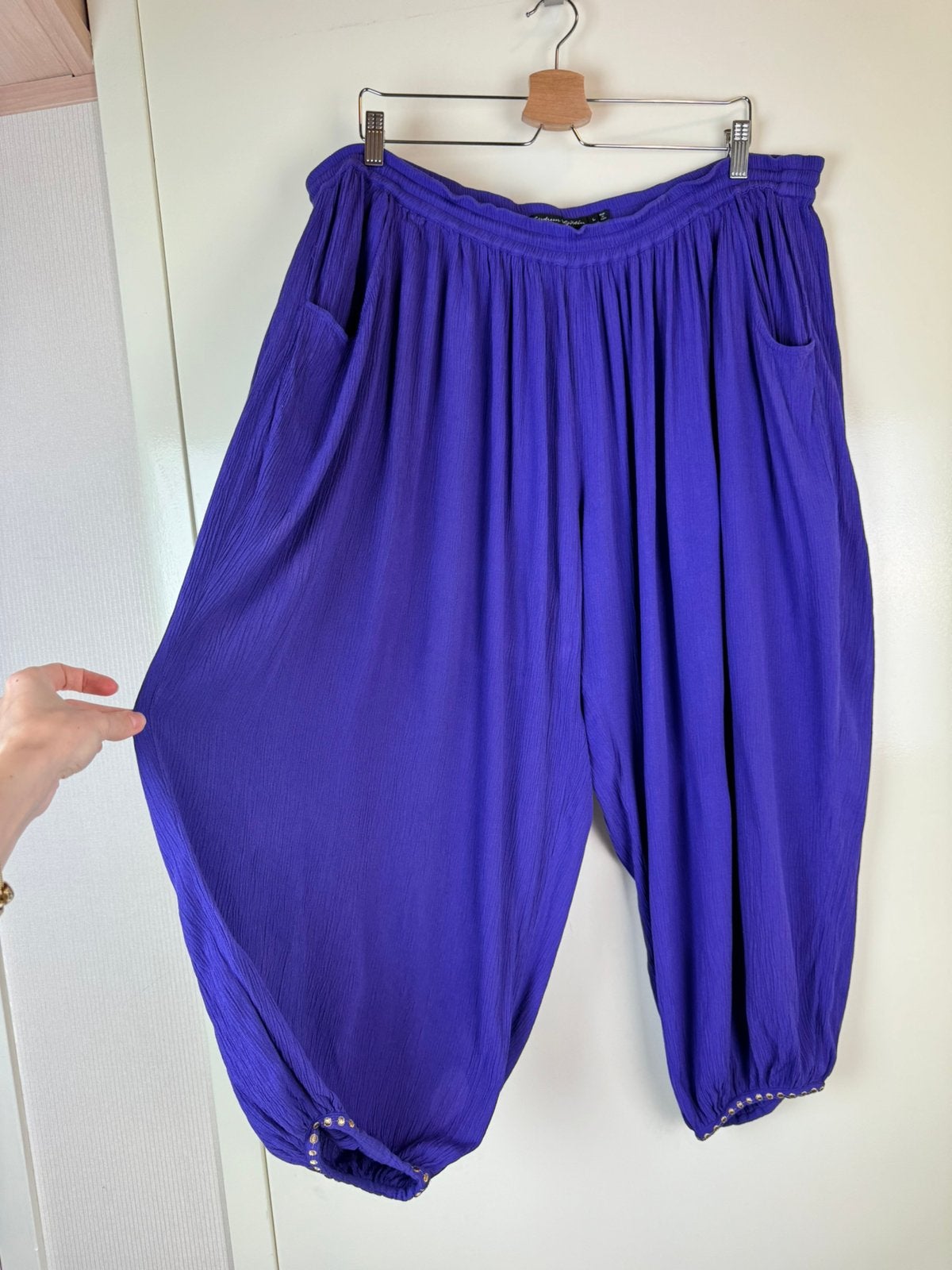 GUDRUN SJODEN Harem Aladin pants trousers broek muslin L, Paars, Maat 42/44 (L), Ophalen of Verzenden, Zo goed als nieuw