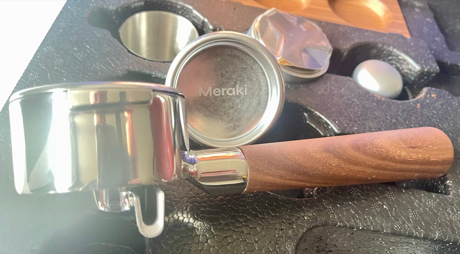 NIEUW & ONGEBRUIKT, Originele Meraki Gen 2 Accessoire Set, Stoompijpje, Gemalen koffie, Espresso apparaat, Nieuw