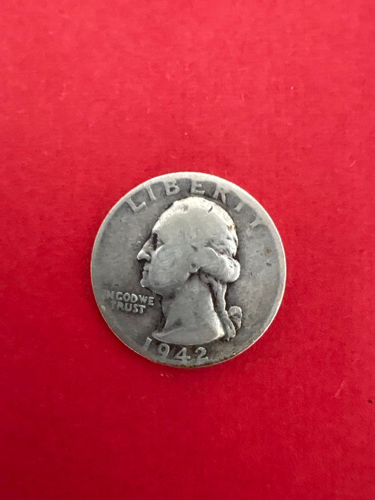 Zilveren Quarter Dollar 1942 - Washington Quarter, Ophalen of Verzenden, Noord-Amerika, Losse munt, Zilver