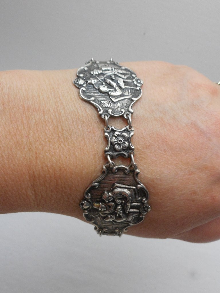 Zilveren Art Nouveau armband met Hollandse taferelen nr.402