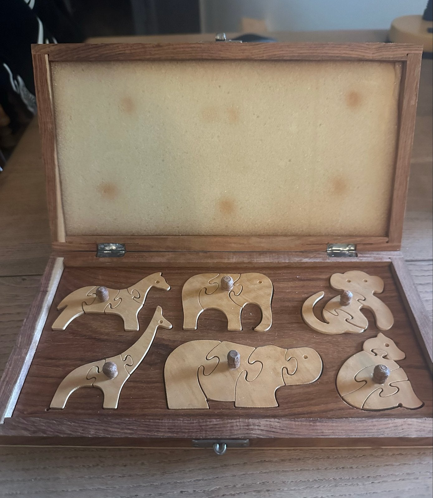 Houten Dierenpuzzel in Kistje - Educatief Speelgoed, Ophalen of Verzenden, Gebruikt, Overige typen