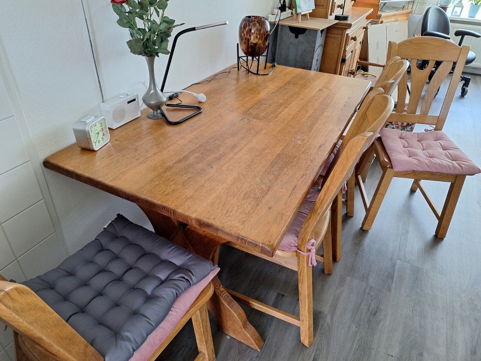 Oisterwijk eethoek met 4 stoelen., Ophalen, Gebruikt, 100 tot 150 cm, 50 tot 100 cm