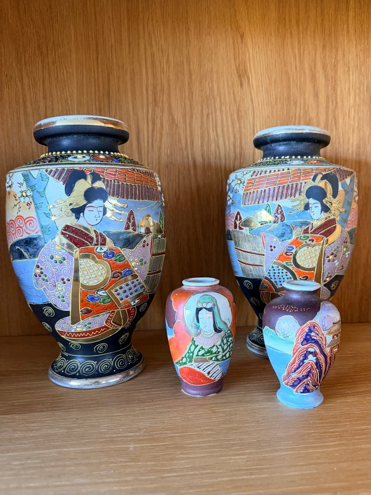 Set van 4 antieke Japanse Satsuma vazen, Ophalen of Verzenden