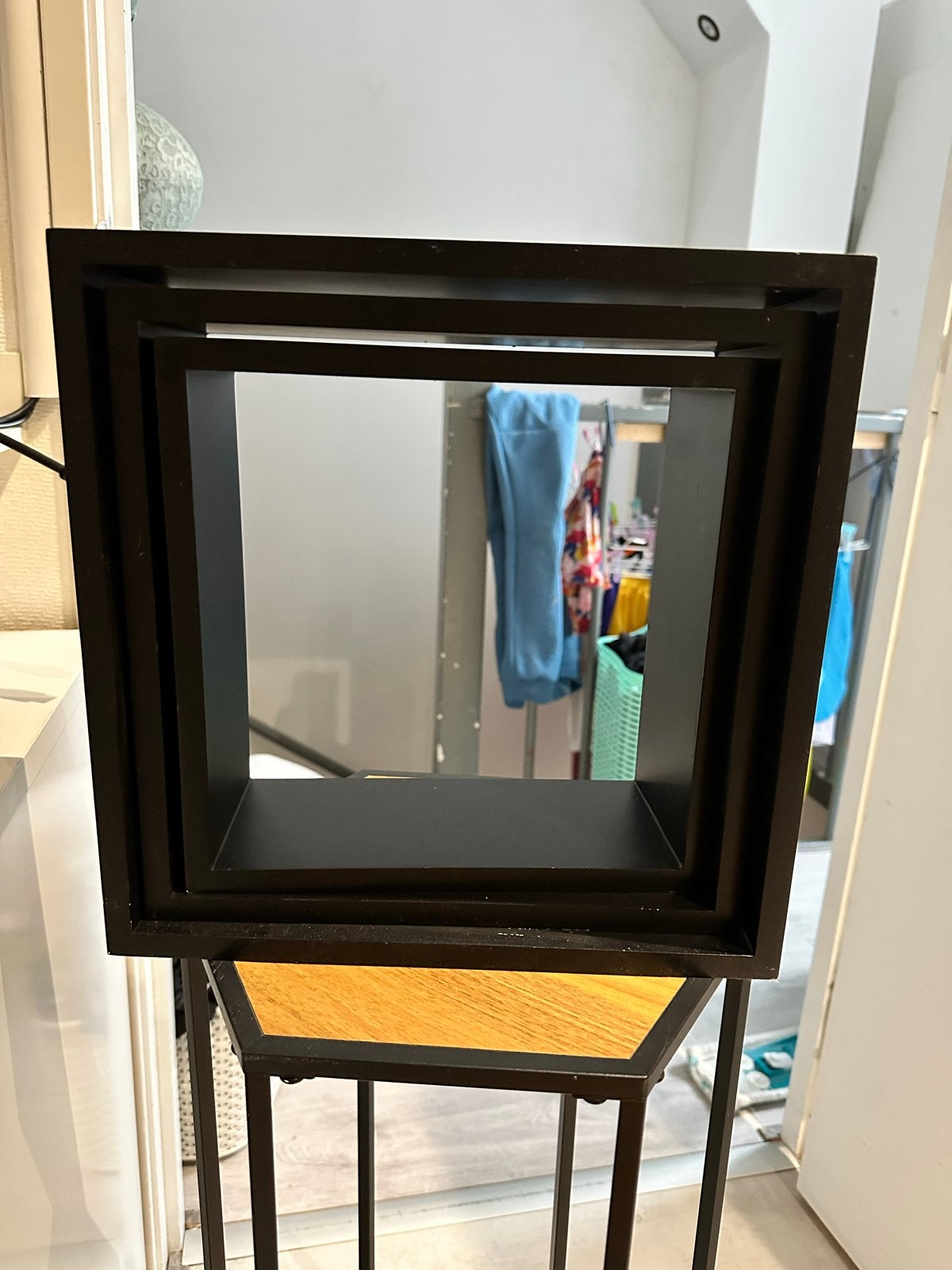 Zwarte vierkante wandplank/kubus decoratie, Minder dan 50 cm, Vierkant, Ophalen of Verzenden, Zo goed als nieuw