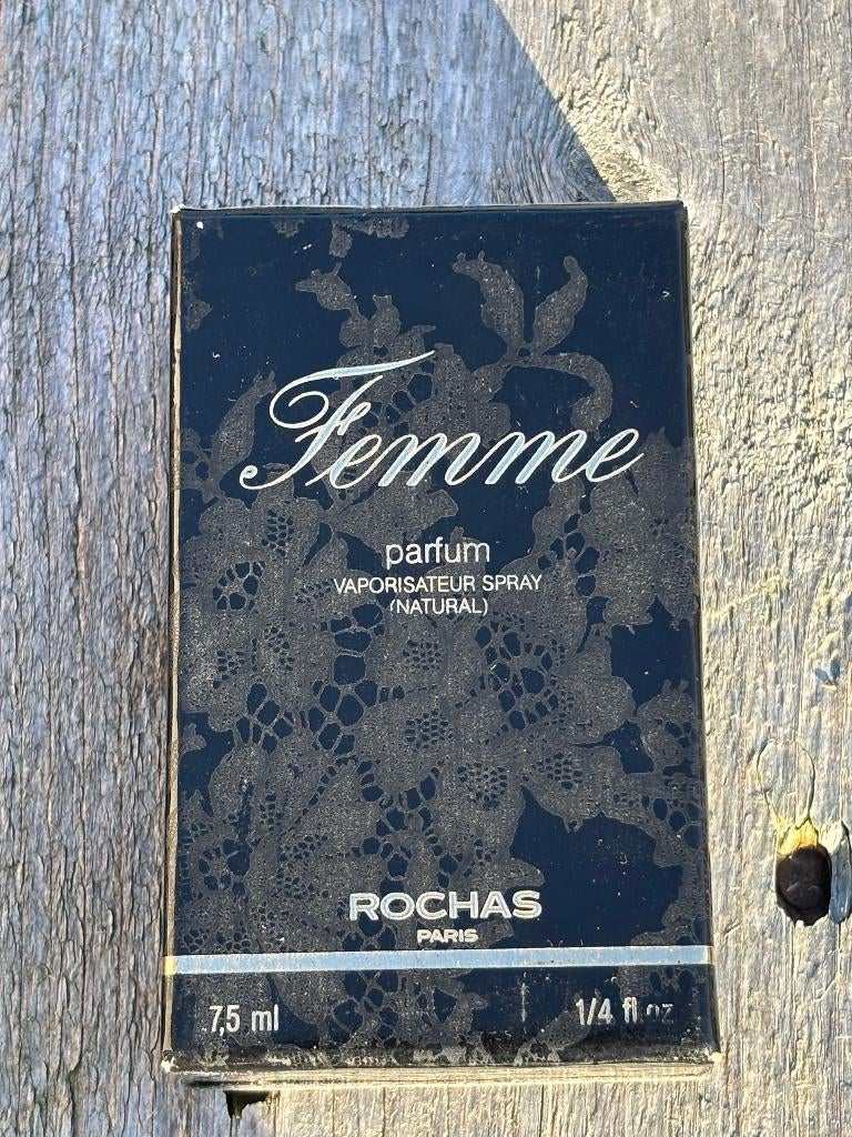 Femme Rochas pure parfum atomizer 7,5 ml vintage, Ophalen of Verzenden, Nieuw, Parfumfles, Gevuld