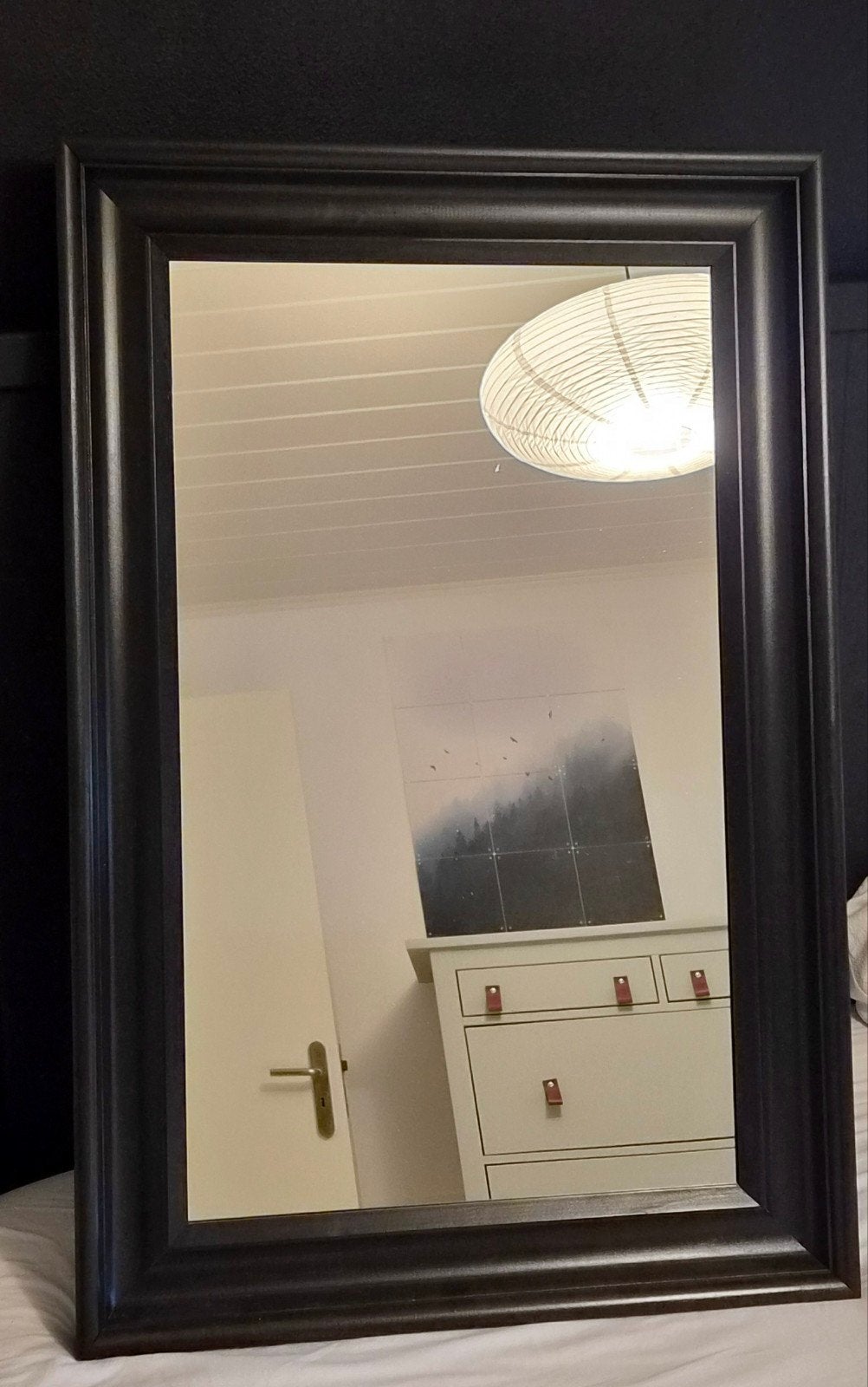 IKEA HEMNES spiegel zwart 60x90 cm, Ophalen of Verzenden, Zo goed als nieuw, Minder dan 100 cm, Rechthoekig