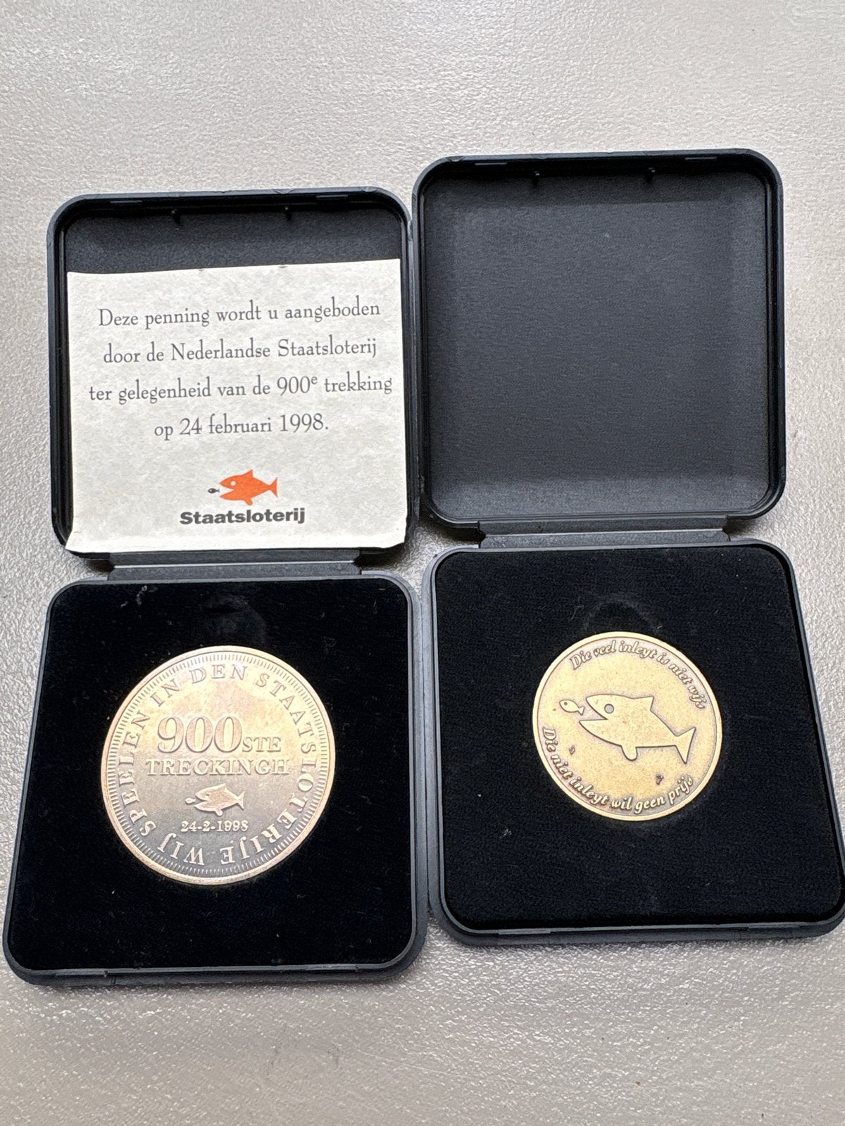 Staatsloterij Penning 900e Trekking 1998, Ophalen of Verzenden, Koningin Beatrix, Overige waardes, Losse munt