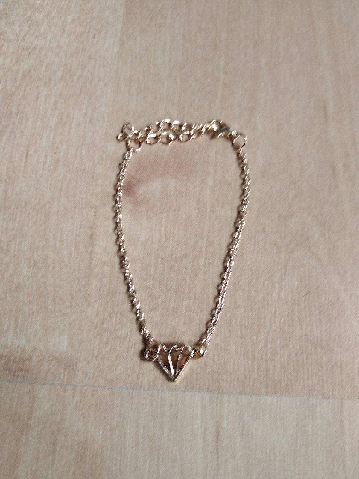 Armband met diamant hanger, Ophalen of Verzenden, Nieuw, Goud, Overige materialen