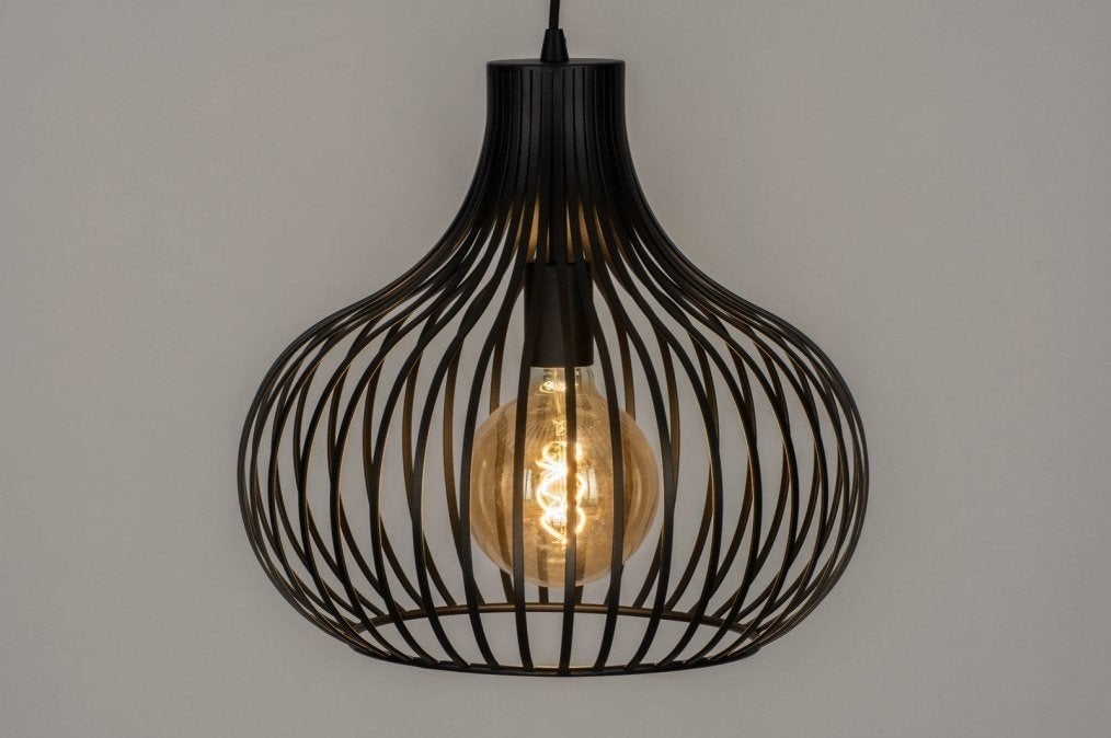 2x Zwarte metalen Morgana lampen, 38 cm, goede staat, Ophalen