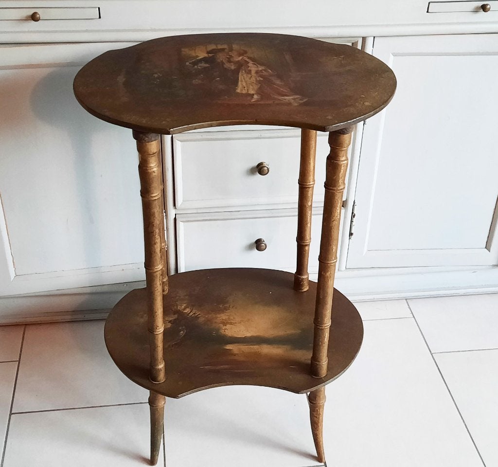 1900 Antique Vernis Martin Kidney Shaped table hand painted, Ophalen