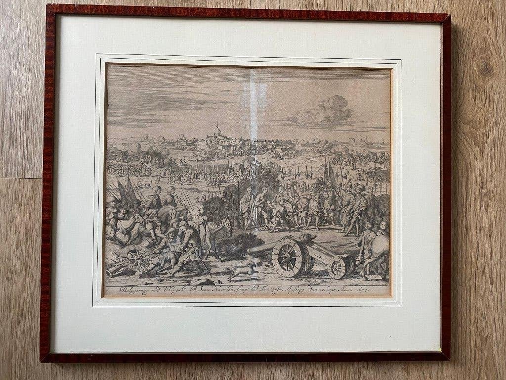 Belegering en overgave stad Naarden 1673 ingelijst, Ophalen of Verzenden, Voor 1940, Zo goed als nieuw
