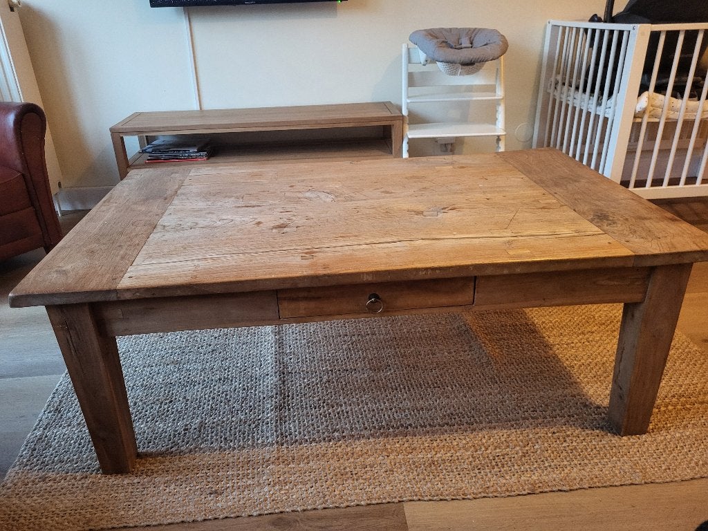 Teak Salontafel, Ophalen, 50 – 75, Gebruikt, 100 tot 150 cm