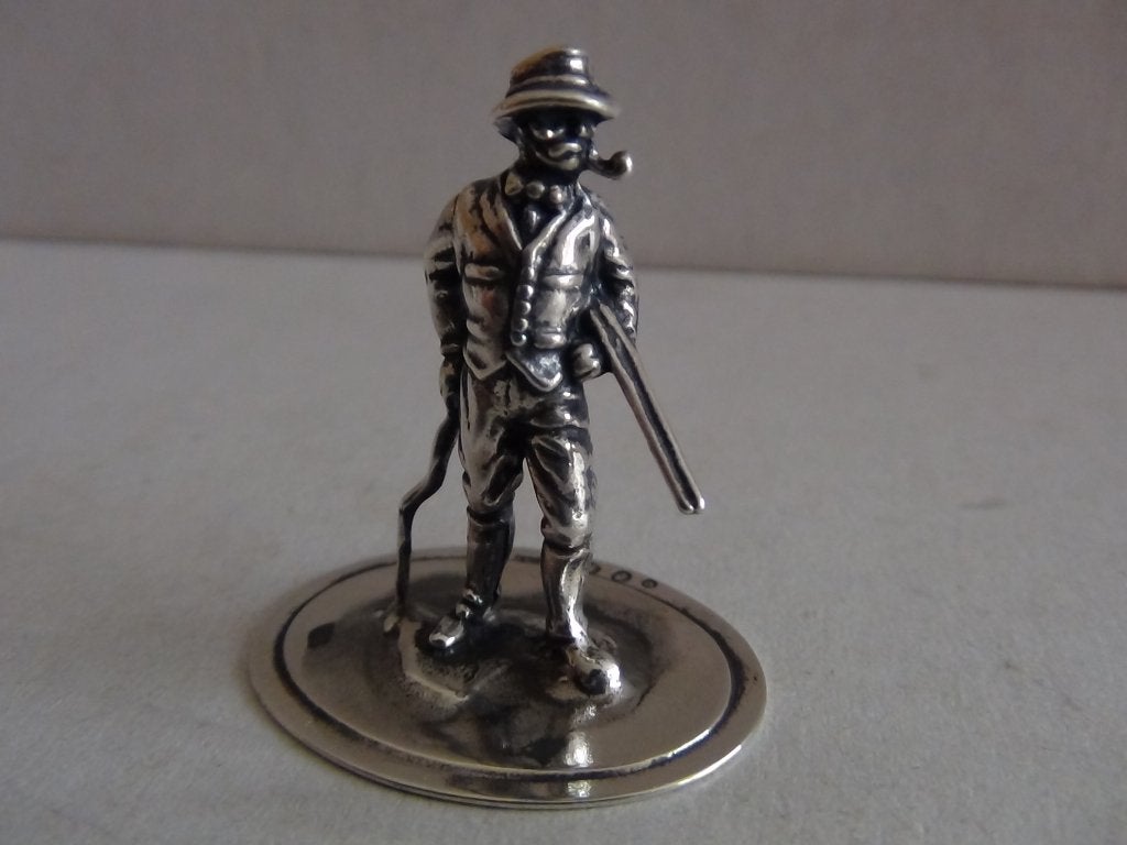 Miniatuur zilver L12C jager + geweer zilveren miniaturen, Verzenden, Zilver