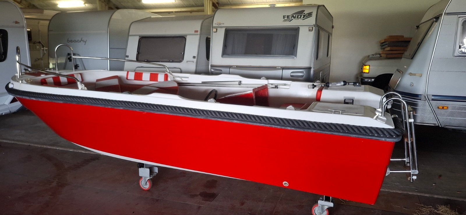 2 x een consoleboot sloep 4.7 meter lang kussens bimini top, Ophalen, Zo goed als nieuw, Overige merken, Polyester